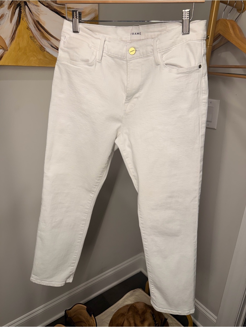 Frame Denim White Cropped Ankle Jeans